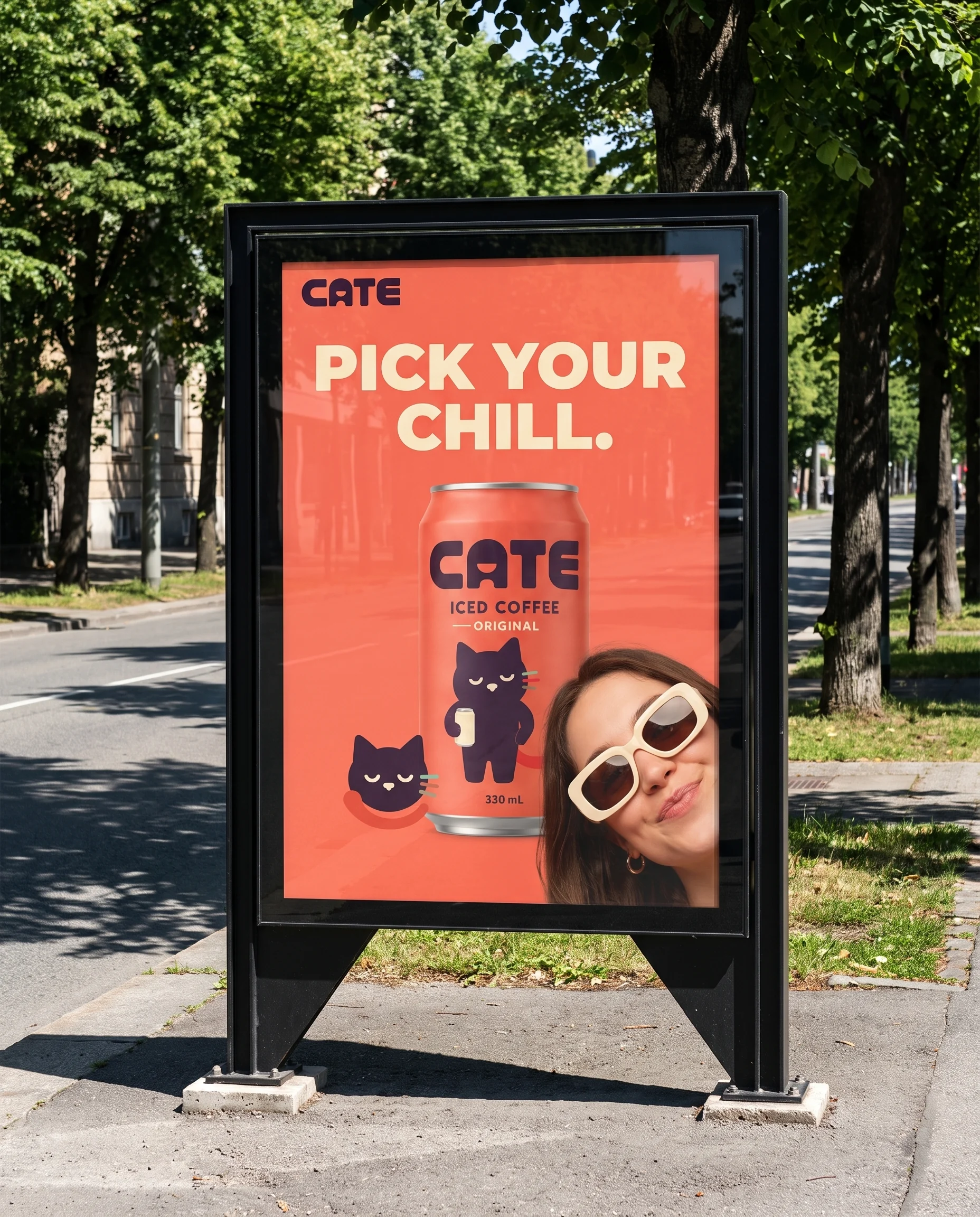 CATE billboard installed on a city street