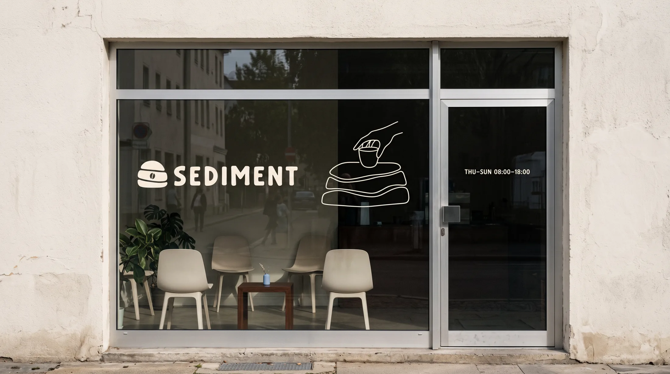 SEDIMENT coffee shop facade and signage