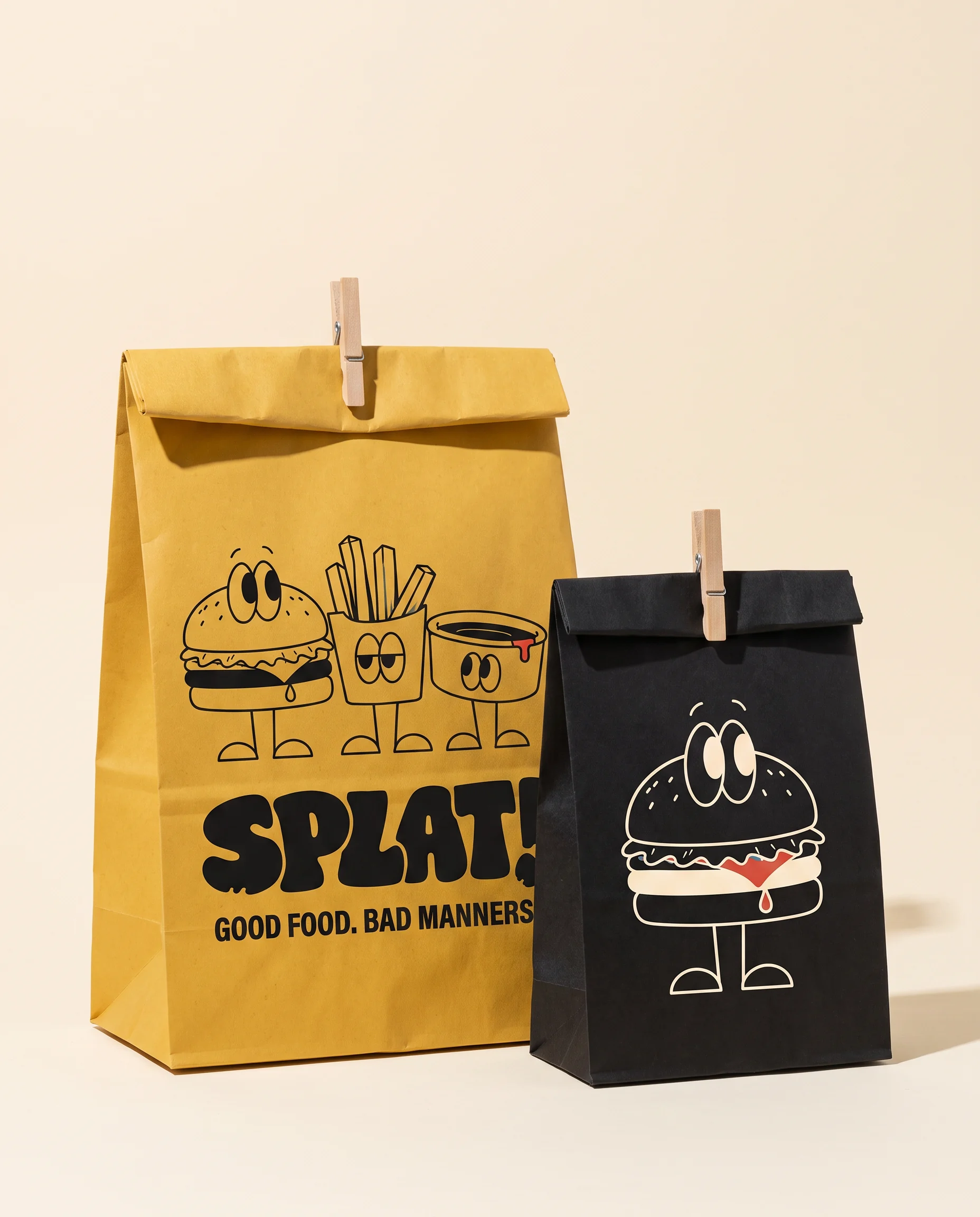 SPLAT branded burger bags
